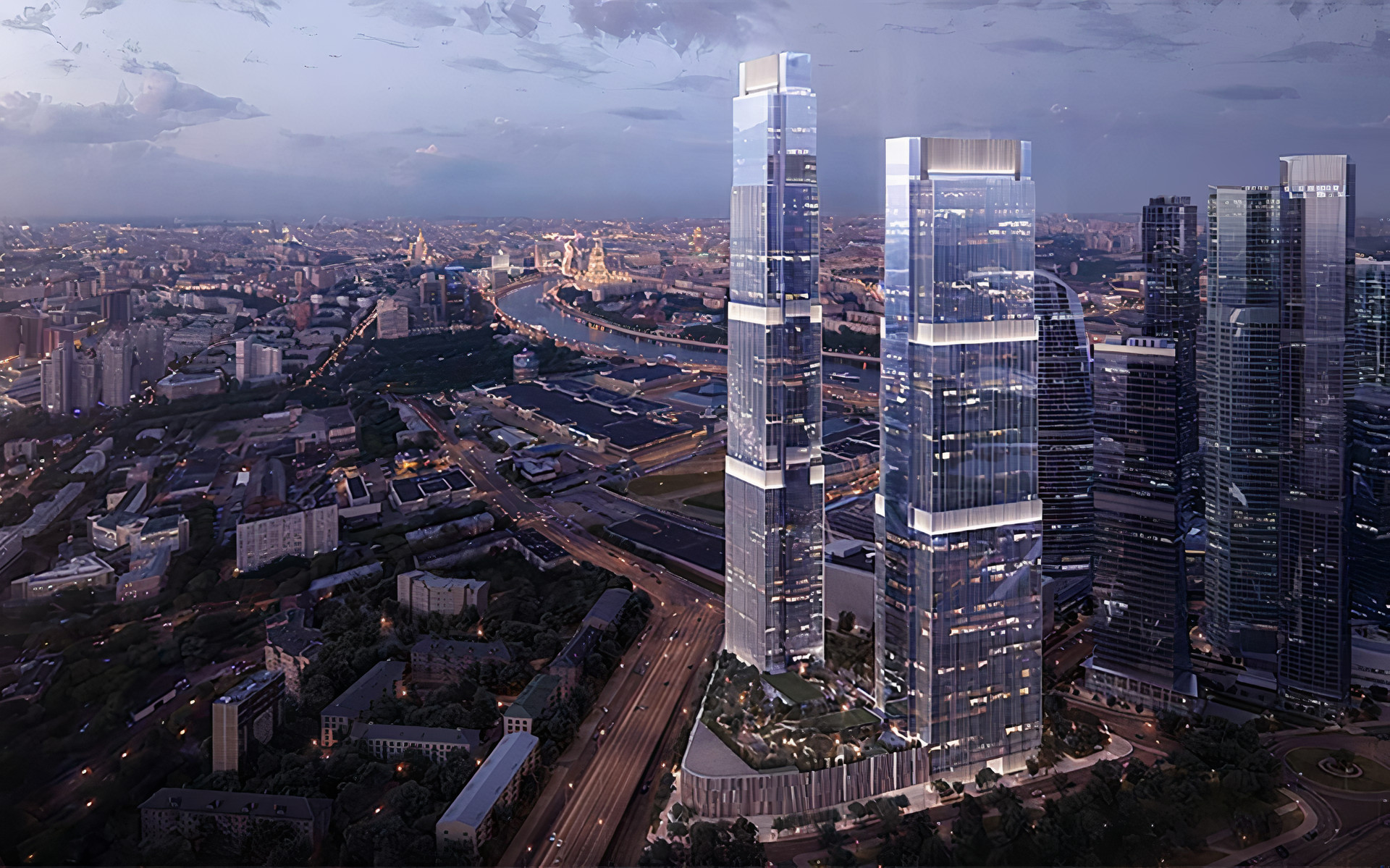 Фасады башен Neva Towers